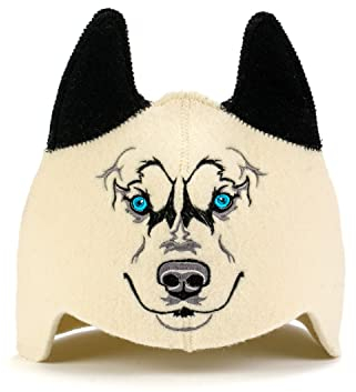 SAUNA GURU Sauna Wolf Hat, 100% Organic Wool Felt Sauna Cap, Banya Hat Sauna Hair Protector, Sauna Accessories Embroidered Hat, Russian Sauna Hat, Sauna Gifts for Men and Women, Sauna Room Accessory
