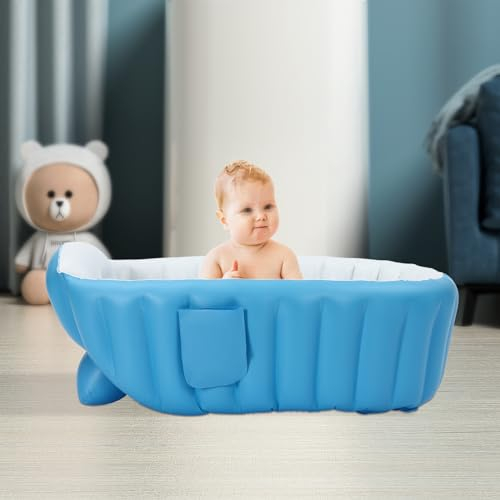 Aufblasbare Badewanne PVC faltbare Baby-Badewanne für Kleinkinder Tragbare Badewanne für Kleinkinder, 0-3 Jahre, 98x64x28cm (Blau)