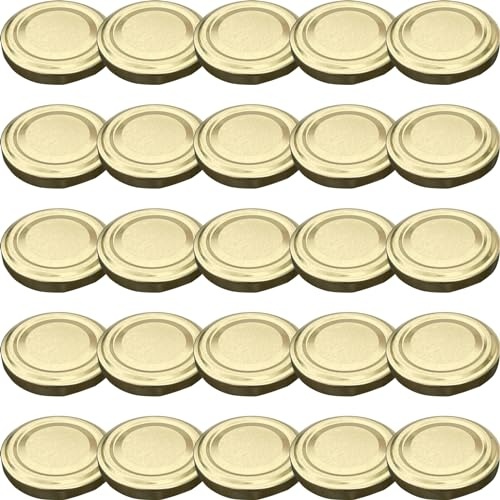 25 x WELLGRO Einmachdeckel To 53 - gold, Metall, Ersatzdeckel für Einmachglas - verschiedene Mengen wählbar