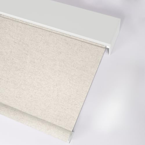Shade365 Motorized Blinds with Remote Control, 100% Blackout Cordless Wireless Electric Window Roller Shade Matter Motor Over Thread Compatible with Alexa/Google Home/Homekit (Linen Beige)