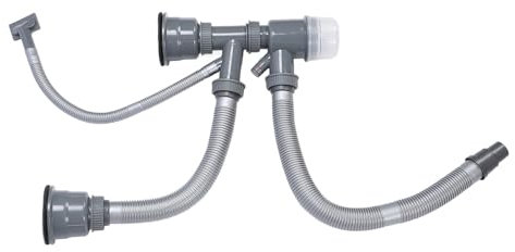 Pssopp Doppelwaschbecken-Wasserablauf, Verstopfungssicher, Schnell Entleerend, Breite Anwendung, Erweiterbarer, Flexibler P-Siphon für Küche, Badezimmer, Wäscherei