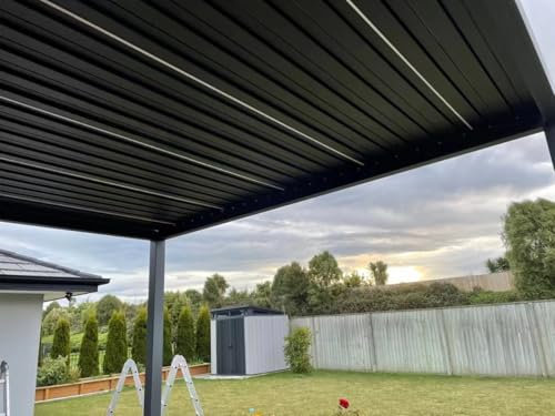 3m x 3m Aluminium Pergola with Louvred Roof, Lighting System, Remote Control, Retracting Blind Option