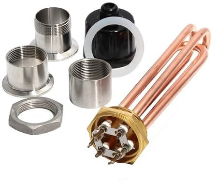 AUPERS 2 Inch/DN50 10mm Dia Immersion Heater With Accessories 110V/220V/380V All Copper Tubular Heating Element 3KW/4.5KW/6KW/9KW/12KW Reality(110V,3KW 195mm DN50)