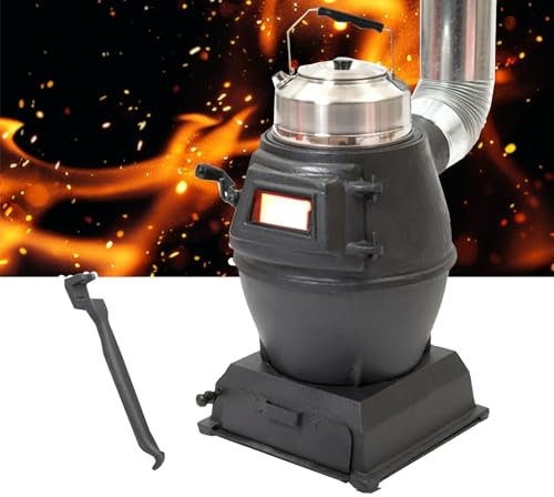 Poêle à Bois, Fonte Mini Poêle à Charbon, Poêle de Camping Polyvalent, Poêle Noir à Mini-poêle, Chauffage pour Terrasse, pour Tente, intérieur, Villa, abri, Chauffage et Cuisine