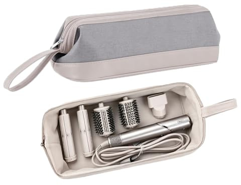 Bamyli Haartrocknertasche, Haartrockner-Aufbewahrungstasche, Haartrockner-Reisetasche, Haartrockner-Tragetasche, kompatibel mit Dyson Airwrap Haartrockner, Lockenstab, Glätteisen (Hellgrau)