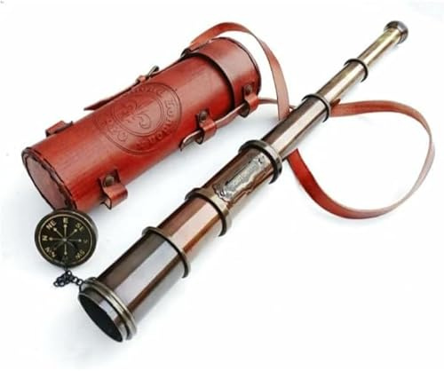 Vintage Messing Teleskop viktorianische 1915 nautische Nachbildung mit Holzkiste 50,8 cm Messing-Finish & Objektivabdeckung Antik Nachbildung Spyglass Zielfernrohr