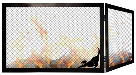 Eckschutz für Kamin, wendbar, aus Eisen, Flammenschutz für Kamine, Eckkamin 90 x 50 x 50 cm, Modell Dolomite Katze