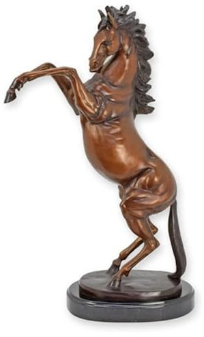 JS Garten Deko Bronzefigur Pferd – Elegante Bronzeskulptur auf Sockel, Höhe 66 cm, aus hochwertiger Bronze