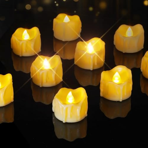 Homemory 12er Electric Teelicht mit Timer,Batterie Kerzen,Wachshülle | LED Flackernde Kerzen,Batterie betriebene, 6 Std. EIN/18 Std. AUS,150+ Std,Weihnachten Hochzeiten, Wohnen, Battey enthalte