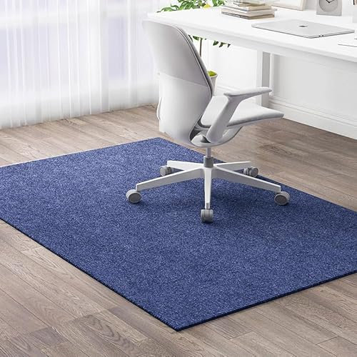Surwin Rectángulo Alfombra para Silla de Oficina para Suelos Duros Autoadhesivo,Protector Suelo Silla Ruedas Antideslizante Resistente a los Arañazos,Alfombra para Silla Gaming (Azul,60x90cm)