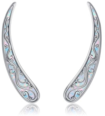 Filigrane Ohr-Crawler-Ohrringe aus Sterlingsilber mit Opal-/Abalone-Muschel Ohrkletterer-Ohrringe Vintage-Stil Filigraner Schmuck Geschenke für Damen