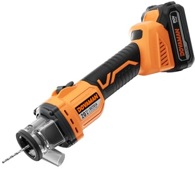 DOVAMAN 20V Max Brushless Cut-Off Saw for Drywall, Max 98% Dust Collection, Cut-Out Tool, 30,000 RPM, Adjustable Depth, Quick Bit Change, LED, Battery with Fast Charger