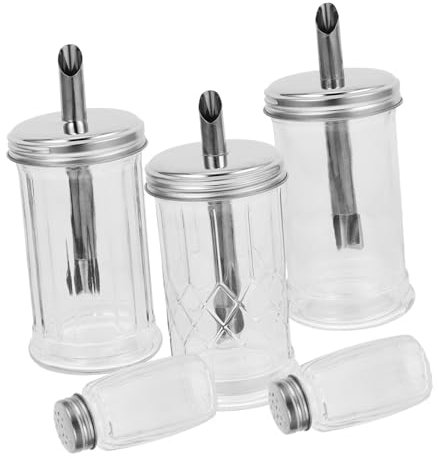 GLEAVI 1Juego Recipientes de Condimentos con Dosificador de Aceite y Soporte Cocinas y Restaurantes