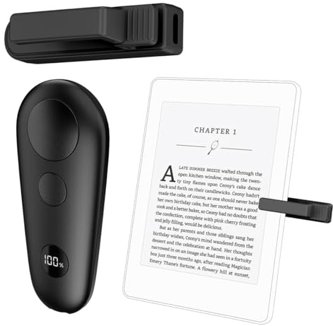UNIBITRI RF Remote Control Page Turner for Kindle Paperwhite Kobo eReaders, Remote Page Turner for Phone iPad iOS Android Tablets Taking Reading Novels Taking Accessories,Black