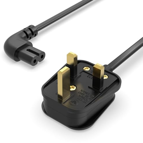 Superer Right Angle 1,5M Power Cable Fit for Sony PS5 PS4 PS3 Slim | Fit for PlayStation 5 4 3, Xbox Series X/S, Xbox One X/S – 2 Pin IEC C7 Figure 8 Replacement Lead