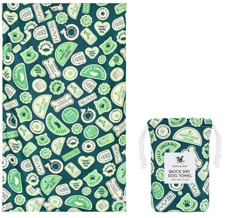 Dock & Bay Pet Towel - Super Absorbent & Quick Drying Dog Towels with Bag - 100% Recycled - Dog & Bay Club, Medium (90x50cm, 35x19)
