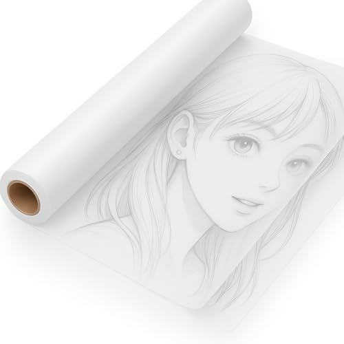 Transparentpapier Rolle Weiß, Schnittmusterpapier 40cm x 50m 26 g/m², Architektenpapier, Tracing Paper, Skizzenrolle Seidenpapier Malpapier Rolle zum Basteln Verpacken Skizzieren Zeichnen