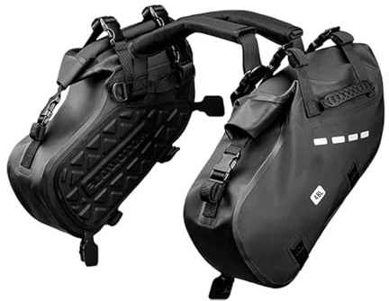 Punxdda Borse Interne Valigie Moto Borsa Da Sella Universale Per Moto 48 Litri Grande Capacità Borsa Laterale Posteriore Rotolo(Type B 48L Black)