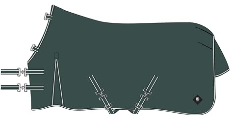 Imperial Riding Outdoordecke Basic 200g, abnehmbares Halsteil, mittelschwere Outdoordecke, wetterfestes Material, Gehfalte, 600D Polyester, Kreuzbegurtung, Schweif - & Beinschnüre, Grün, 135