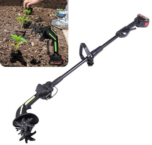 ASHATA Tull sans Fil, Cultivateur de Jardin électrique Rechargeable avec 2 Batteries Li pour Le Sol du Sol de Jardinage à la Pelouse et Désherbe (Prise UE)
