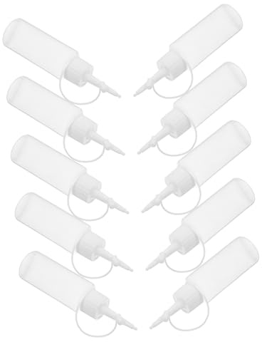 VILLFUL Flaconi per Colla con Ago 10 Pezzi in Polietilene Ldpe Bottiglie Comprimibili per Colla con Tappo di Sicurezza Bottiglie a Goccia per Hobby di Quilling e Artigianato di Precisione