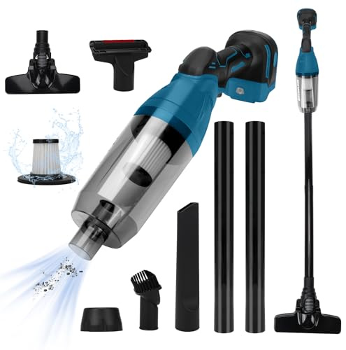 Aspirapolvere a batteria compatibile con Makita 18 V (senza batterie), aspirapolvere portatile 26000Pa con bocchetta a lancia, bocchetta per tappezzeria, bocchetta per pavimento, contenitore per