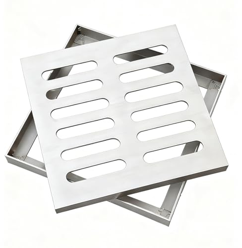 Rejilla Desague Metálica, Rejilla Desague Terraza, Sumidero Terraza de Acero Inoxidable, Adecuada para Cocina, Patio y Entrada de Vehículos(60 * 60 * 3cm/23.6 * 23.6 * 1.2in)