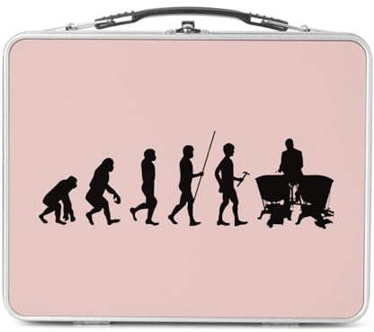 Lunch Box Métal Argenté pour Sandwich et Snack - Evolution Percussion Classique Orchestre Timbales Instrument Musicien - Boîte à Goûter Aluminium Gamelle Rigide Style Rétro Imprimée en France