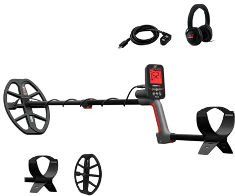 Minelab Vanquish 560 Rilevatore di metalli completamente automatico leggero e impermeabile con tecnologia Multi-IQ, include bobina doppia D V12X da 30 cm e cuffie con cavo