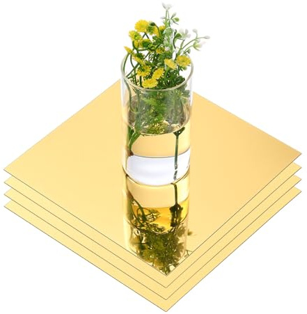 QUARKZMAN 4 Piezas Espejos Decorativos Mesas 8 Pulgadas Espejos Cuadrados | Centros Mesa, Bandejas De Acrílico Autoadhesivas, Para Bodas Fiestas Manualidades Decoración De Pared.