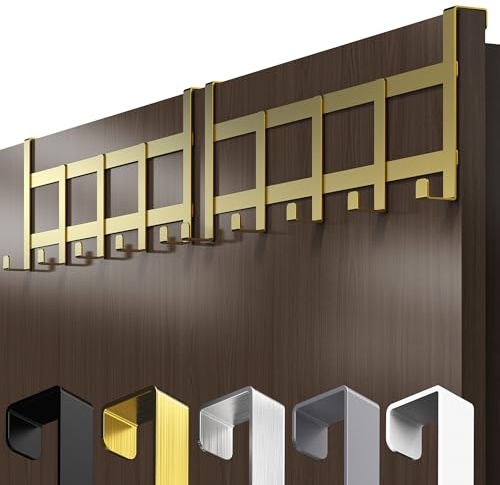 4smile Türgarderobe zum Einhängen, Kleiderhaken Tür, 2er Set, Gold | Türhaken universell verwendbar, Vielseitige Haken zum Einhängen, platzsparende Türhakenleiste für gesamte Wohnung