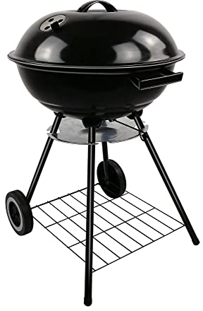 BBQ Collection Kugelgrill - Holzkohlegrill - mit Deckel und Rädern - Ablagegitter, Schwarz (45613)