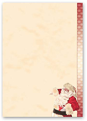100 Blatt Briefpapier Weihnachtspapier WEIHNACHTSMANN - DIN A5 Format - Paper-Media