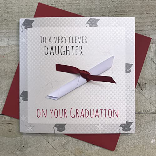 white cotton cards Handgjord till en mycket smart dotter på din examen rullkort, vit, G15d
