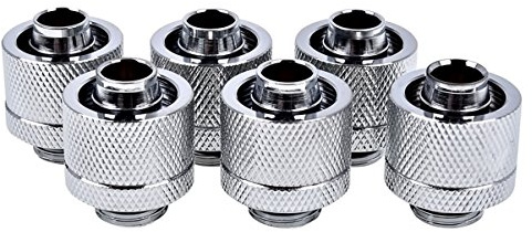 Lot+de+6+Raccords+%C3%A0+compression+pour+Tube+%C3%9810%2F16mm+-+G1%2F4+Alphacool+Eiszapfen+%28Argent%29