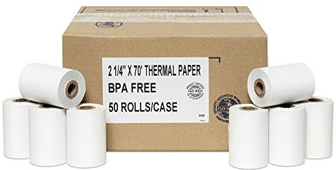 50 Rolls of Thermal Paper 2 1/4'' by 70' Verifone VX520 First Data FD400 Nurit 8000 8020 STP103 (48gm)