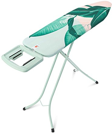 Brabantia - Bügelbrett B - für Dampfbügeleisen - Höhenverstellbar - für Links- und Rechtshänder - Solider Vierfußrahmen - Leicht versetzbar - Bügeleisen bis 15 cm - Tropical Leaves - 124 x 38 cm