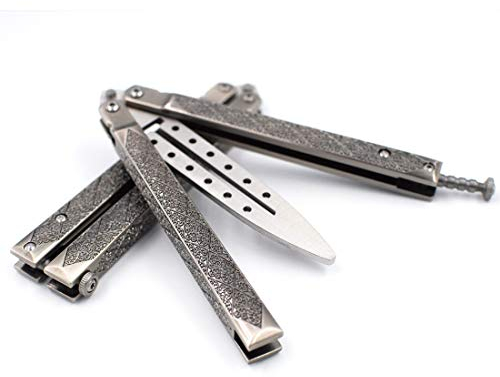 D&K Butterfly-Trainingsmesser, 100 % Sicher, so cool, für Training und Praxis, robust und langlebig, silberfarben