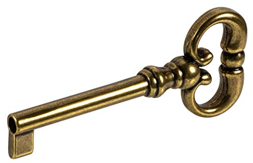 Gedotec Beard Key Metal Brown Burnished Rubbed Through | Mozart | 1 Piece - Furniture Key Antique for Drawers | Handle Length: 35 mm