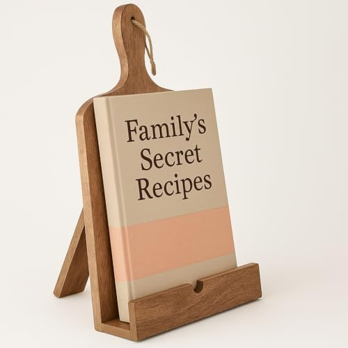 Cook Stand for Kitchen Wooden Cooking Gifts Recipe Book Stand Chopping Board Style Easel for Kitchen Text Ipad Table Made of Mangowood (Brown)