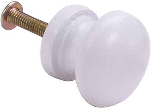 MroMax Runde Holzknöpfe, 24 mm Durchmesser, für Schrank, Möbel, Küche, Griffe für Kommode, Schublade, Kleiderschrank, weiß, 25 Stück