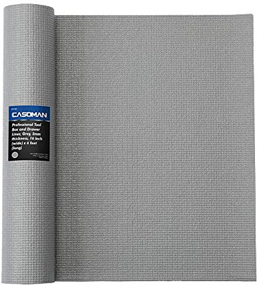 CASOMAN Professional Tool Box and Drawer Liner, Grey, Easy Cut Non-Slip Foam Rubber Toolbox Drawer Liner Mat, 16 inch (wide) x 6 feet (long)