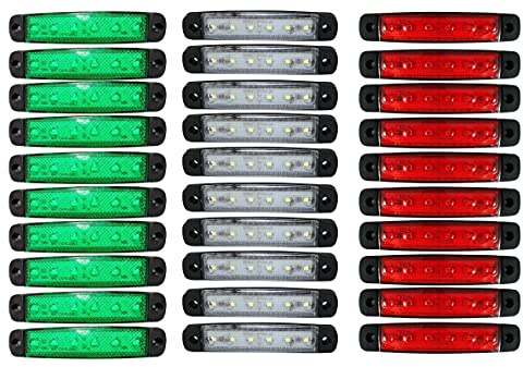 J/J 30X Luci Ingombro Fanalini Bandiera Italiana Verde Bianco Rosso 24v Camion Trattore Tricolore Tuning Tetto Cabina E Mark Omologati E13