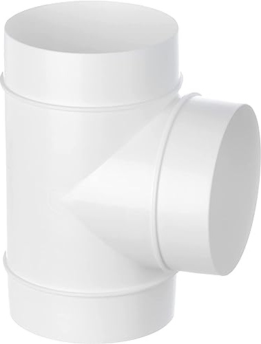 Ø 100mm / 4 inch T-Piece - Round Plastic Duct - Connector Ducting Tee Pipe Adaptor