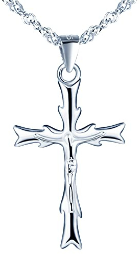 Yumilok Kette Damen 925 Sterling Silber Halskette für Frauen Kreuz Jesus Damen Halskette Kette mit Anhänger