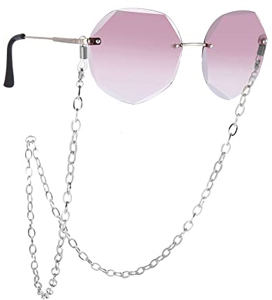 TEAMER Edelstahl Perlen Brillenkette Sonnenbrille Box Ketten Brillenband Brillenband für Frauen, O-Form: Stahl, Einheitsgröße