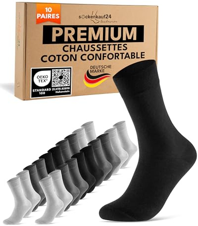 sockenkauf24 10 Paia di Calze Uomo Donna Calzini Lunghi Business Cotone Traspiranti Comode (Grigio Antracite 39-42)