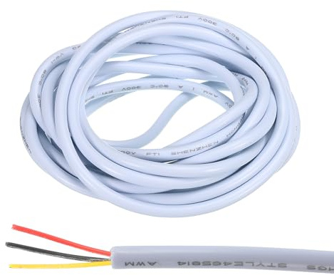 sourcing map 22AWG Electrical Wire 3 Conductors 10FT/3m Power Cable Flexible Extension Signal Signal Cable White for LED Strips Lamps Lighting Power Supply