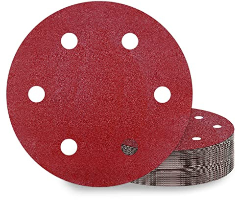 KONGMING Schleifpapier 225mm Klett 25 Stück 6 Loch Körnung P80 für Trockenbauschleifer Schleifgiraffe langhalsschleifer