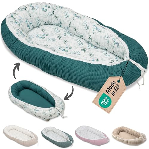 ULLENBOOM Babynest - Ideal für Neugeborene - OEKO-TEX zertifiziert | Waschbar, Außenmaterial: 100% Baumwolle, Made in EU, Mitwachsend und wendbar, Schadstoffgeprüft